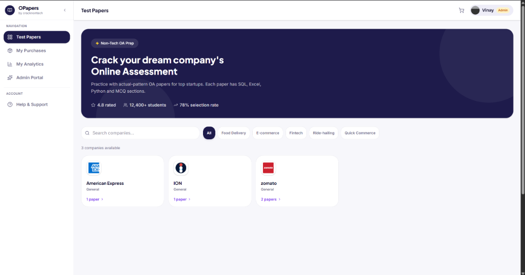 OPaper — Online Assessment Practice Platform